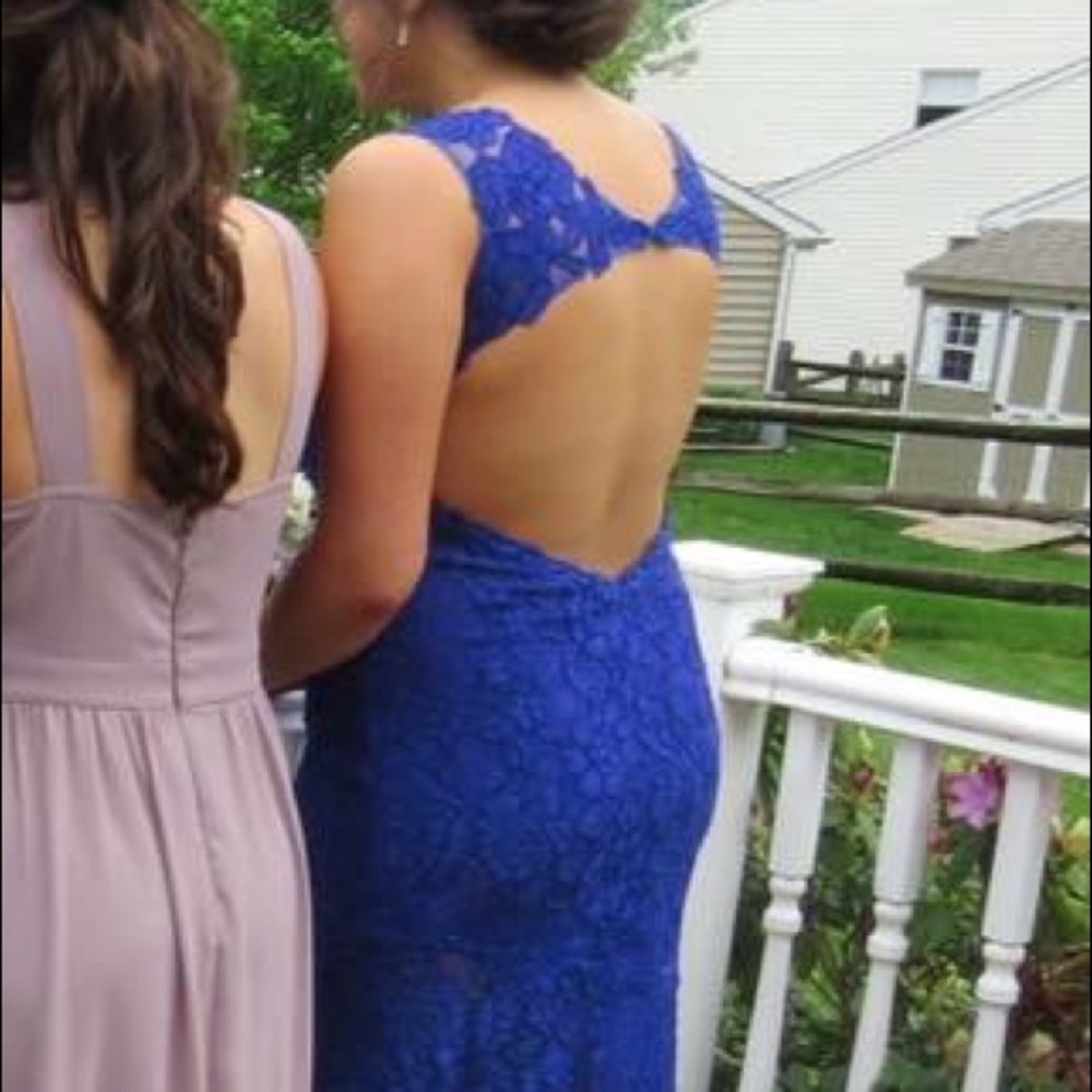 Royal Blue Lace Prom Dress